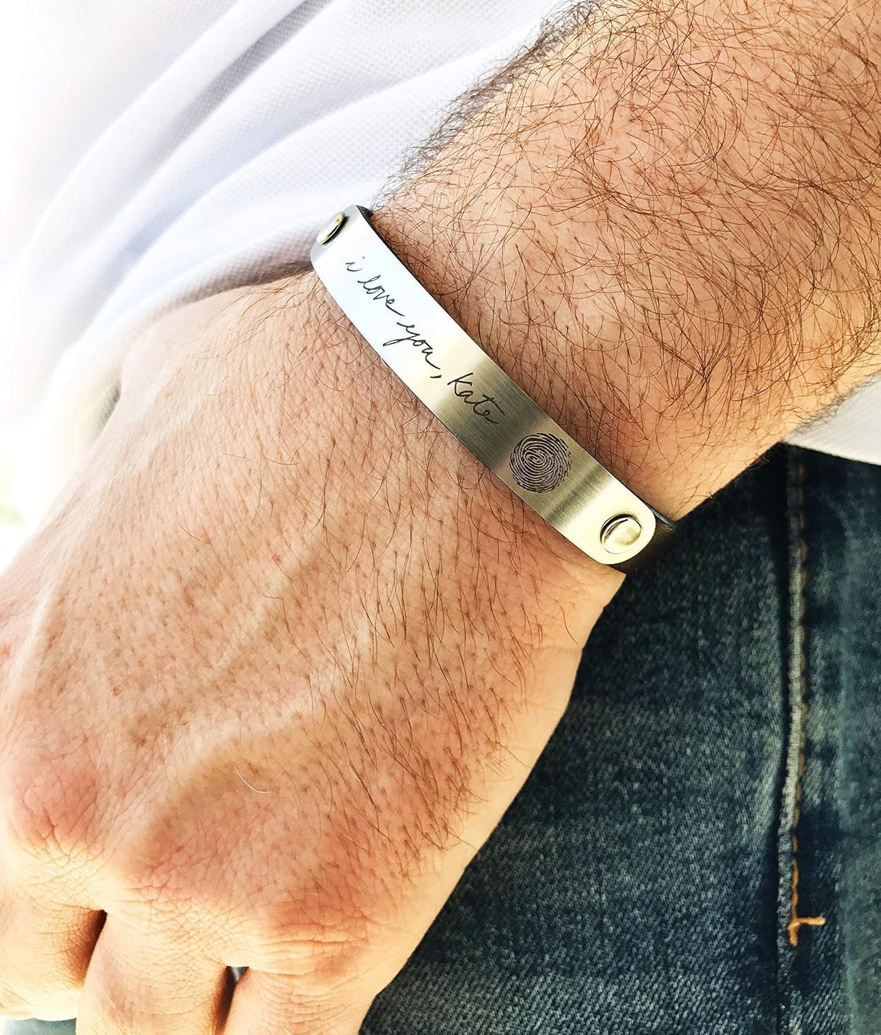 Actual Handwriting Bracelet Custom Signature Fingerprint Sympathy Gift - Image 2