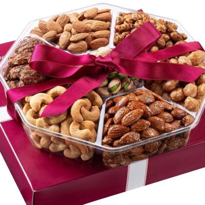 Holiday Nuts Gift Basket - Assortment of Sweet & Roasted Salted Gourmet Nuts - Food Gift Box for Him, Husband, Christmas, Fathers Day, Mothers Day, Sympathy, Family, Men & Women