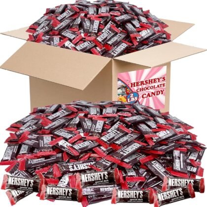 Hershey's Special Dark Mini Chocolate Bars, 2 LB Bulk, Mildly Sweet Chocolate Candy Snack Size Bars, Individually Wrapped Dark Chocolate Candy Bars, for Parties, Office Bowl