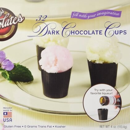 Lang’s Chocolates – Dark Chocolate Cups – Dairy-Free, Gluten-Free, Kosher – Add Mousse, Dessert, or Liqueur – Perfect for Entertaining – 32 Count