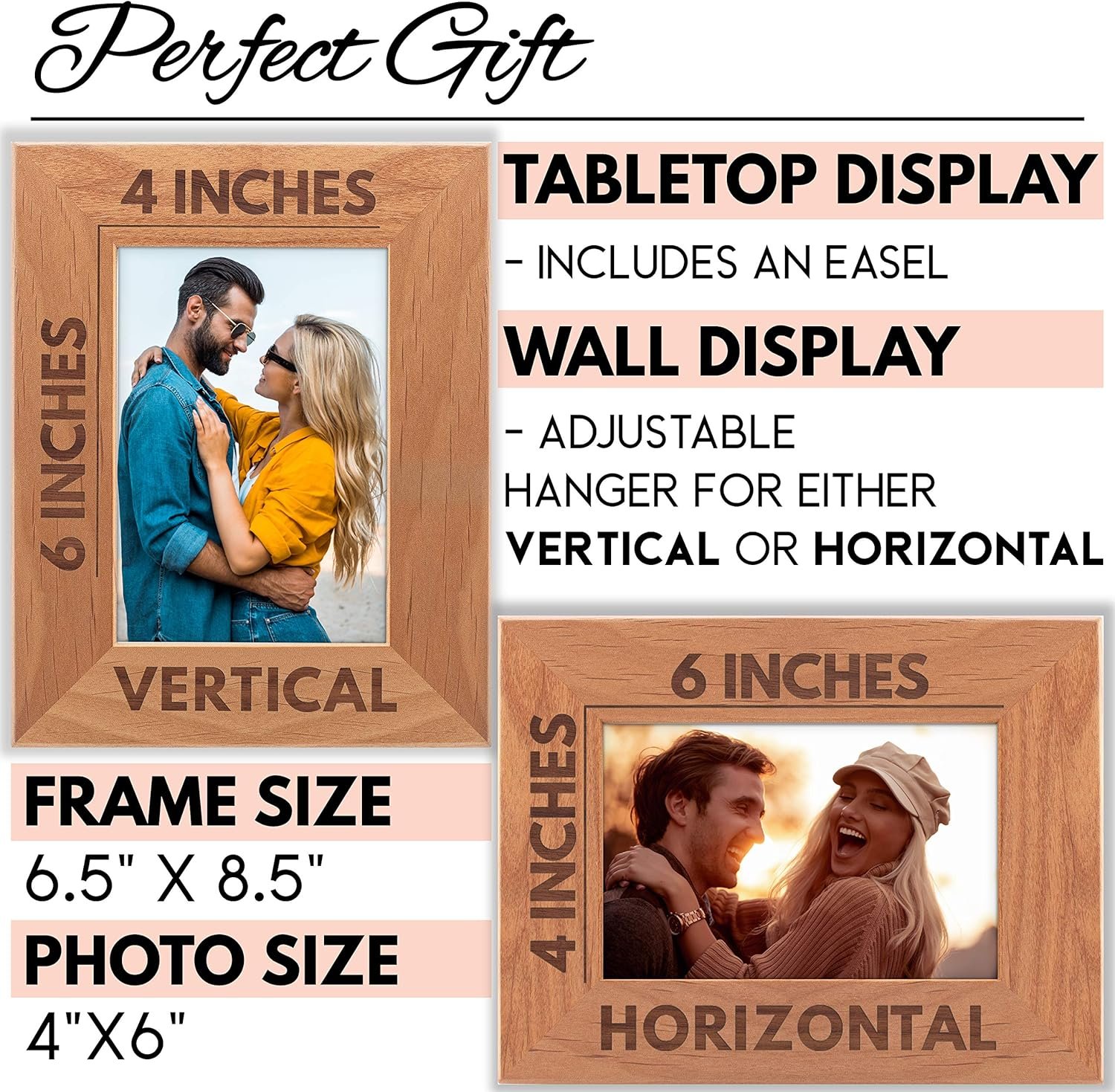 GIFTBYGIFTY I Love Us, Personalized Love Picture Frames for Couples w/Names - 4x6 - Custom Love Photo Frame - Portaretratos Amor - Image 3