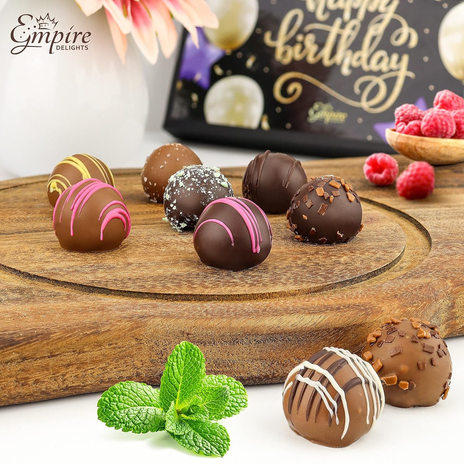 Happy Birthday Chocolates - 12 Assorted Milk & Dark Chocolate Truffles - Gourmet Box - Birthday Gifts for Women & Men, 6 oz - Image 4