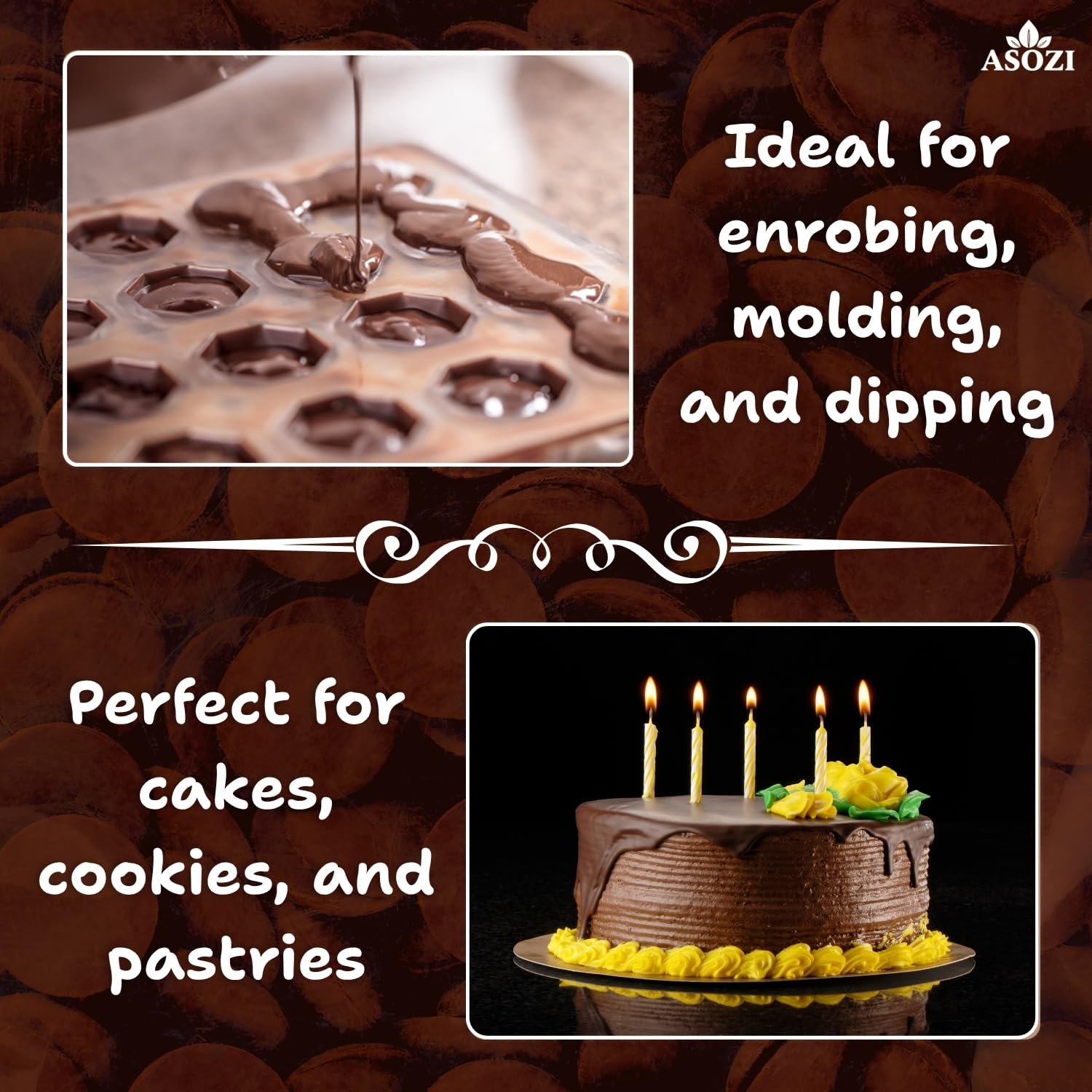 ASOZI Milk Chocolate Melting Wafers - 5 Pound Premium Quality Melting Wafers Easy Melt Chocolate for Dubai Chocolate Bars, Baking, Candy Making & Confections - Image 6