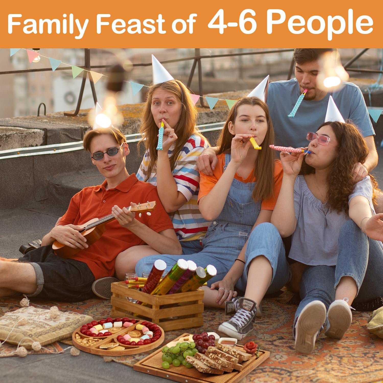 Extra Large Magnetic Charcuterie Board Cheese Board Gift Set 3 Part Square & Round & Heart Shaped Wooden Tray Serving Board Platter for Any Occasion - Image 7