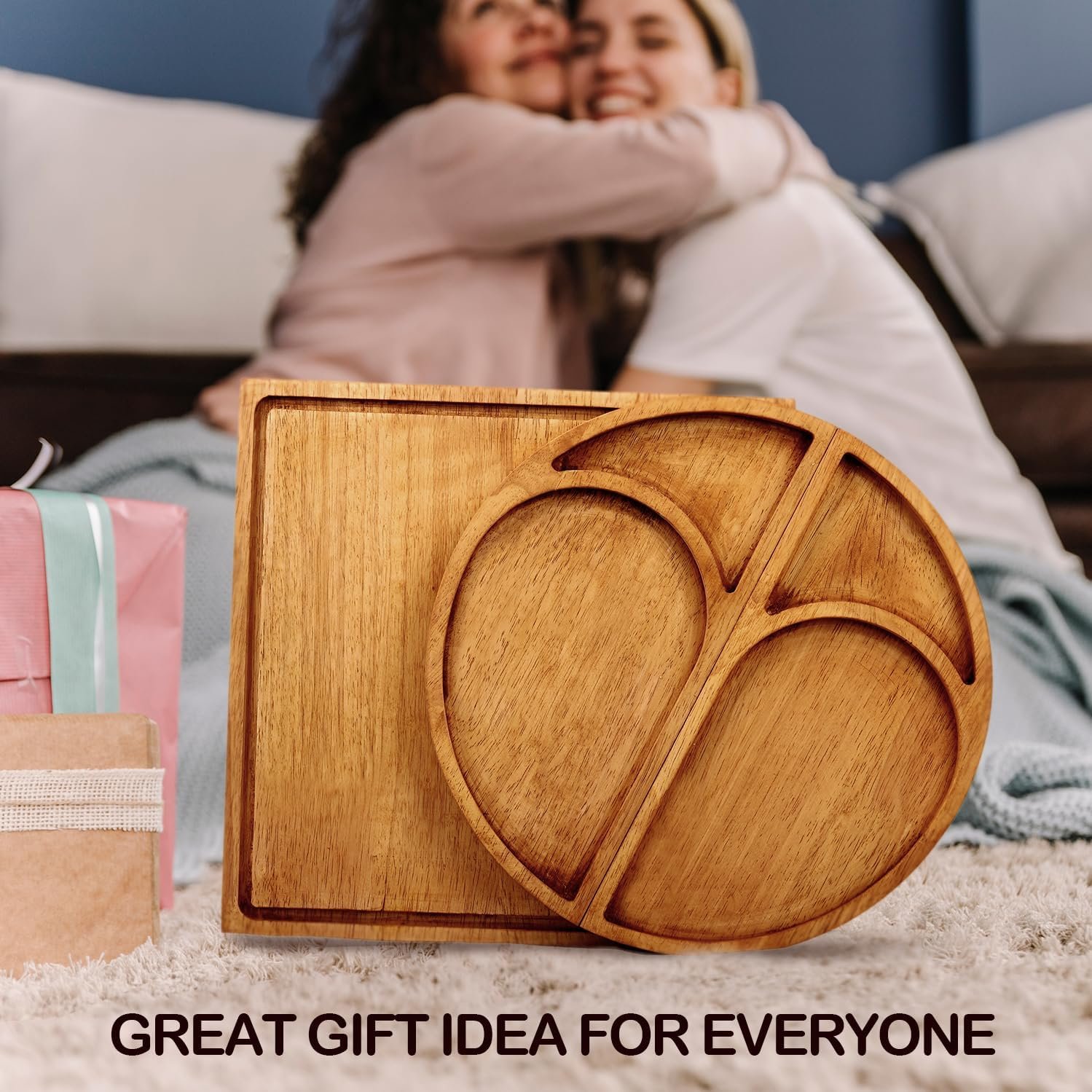 Extra Large Magnetic Charcuterie Board Cheese Board Gift Set 3 Part Square & Round & Heart Shaped Wooden Tray Serving Board Platter for Any Occasion - Image 8