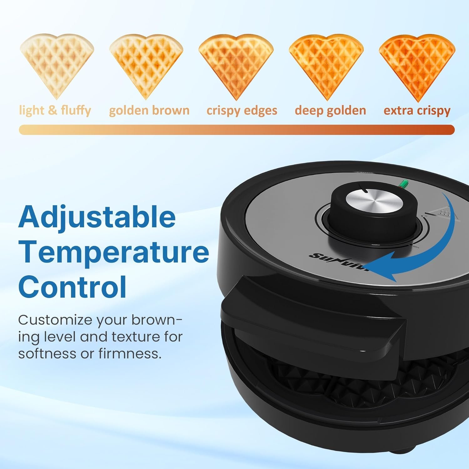 Heart Belgian Waffle Maker: Electric Waffle Machine with Adjustable Browning Control, Waffle Iron with Nonstick Plates Easy Cleanup, Breakfast Maker for Kids and Families, Stainless Steel - Image 4