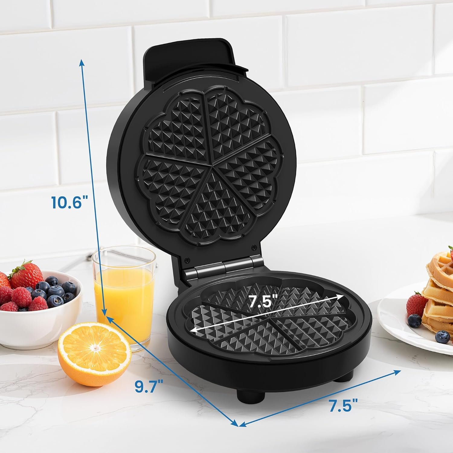 Heart Belgian Waffle Maker: Electric Waffle Machine with Adjustable Browning Control, Waffle Iron with Nonstick Plates Easy Cleanup, Breakfast Maker for Kids and Families, Stainless Steel - Image 5