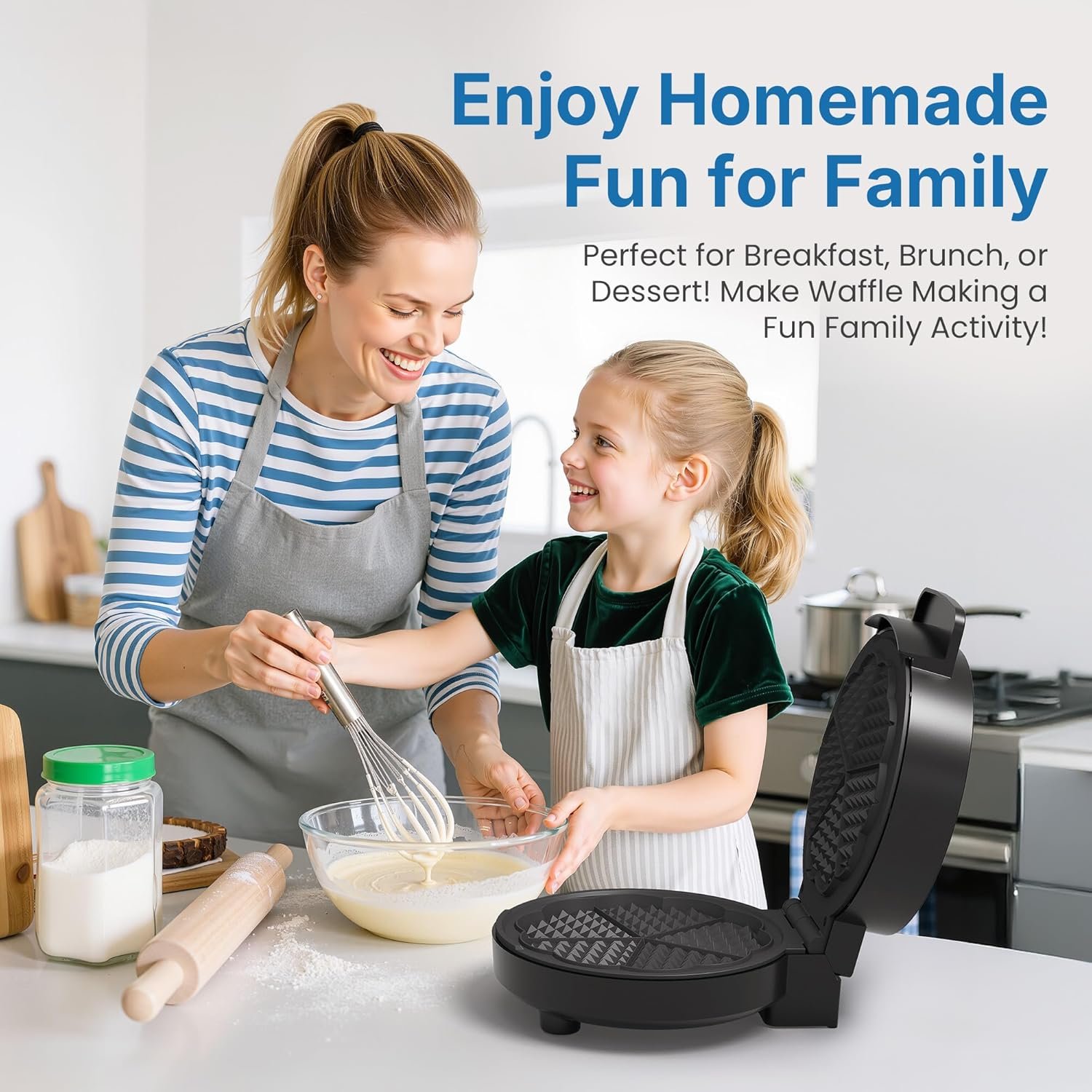 Heart Belgian Waffle Maker: Electric Waffle Machine with Adjustable Browning Control, Waffle Iron with Nonstick Plates Easy Cleanup, Breakfast Maker for Kids and Families, Stainless Steel - Image 7