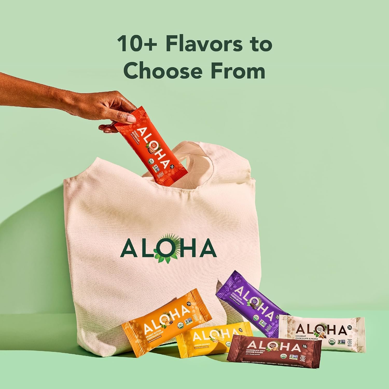 Aloha Organic Plant Based Protein Bars Chocolate Chip Cookie Dough, 1.98 Oz,(Pack of 12) - Image 8