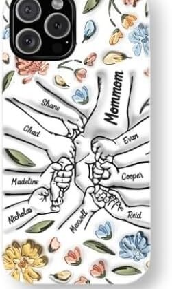 Personalized 3D Inflated Effect Printed Personalized Phone Case, Custom Case for Phone - Hand in Hand, I Will Always Protect You - Unique Gift for Mom, Dad, Kids Multicolor