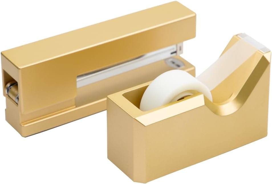 JAM PAPER Office & Desk Sets - 1 Stapler & 1 Tape Dispenser - Gold - 2/Pack - Image 2