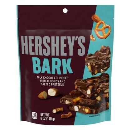 HERSHEY'S BARK (Chocolate Candy Pieces With Salted Peanuts & Pretzels) Pouch, 6 oz., 6 ct., Display Ready Case