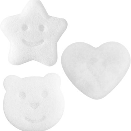 3Pcs Bath Sponges for – Soft Exfoliating Body and Face Scrubber Set with Star, Bear, and Heart Shapes – Reusable Shower Sponge for Gentle Cleansing and Bathing
