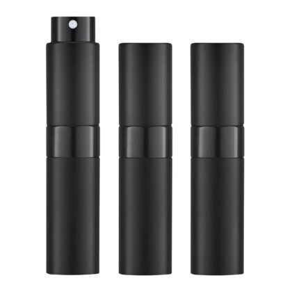 LISAPACK 8ML Atomizer Perfume Spray Bottle for Travel (3 PCS) Empty Cologne Dispenser, Portable Sprayer Travel Essentials for Men and Women (Black)