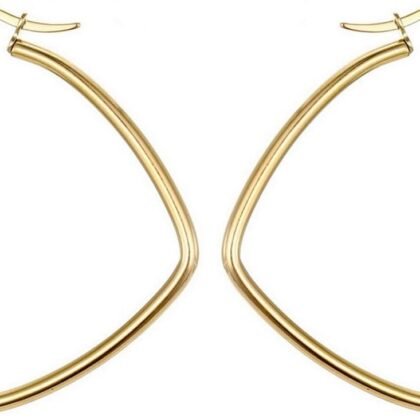 MengPa Hoop Earrings for Women Black Gold Plated Loops Drop Earring Fashion Jewelry