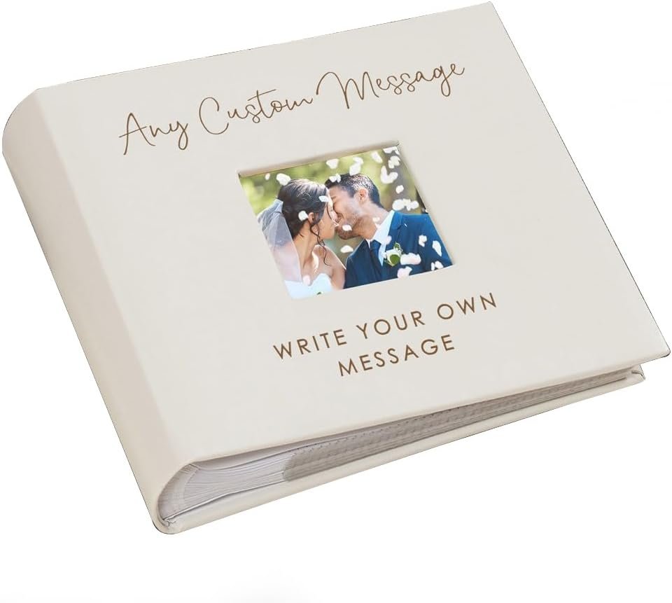 Personalized Photo Album, Custom Engraved Picture Album, Holds 200 4" x 6" Photos, Leatherette and Laser Engraved Scrapbook, Any Custom Message