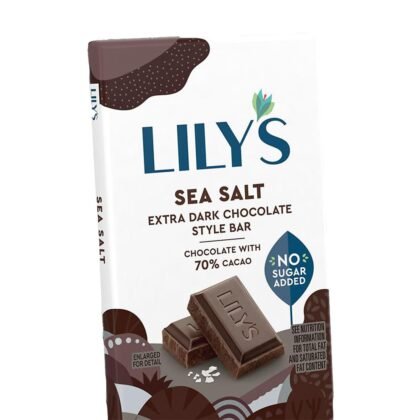 LILY'S Sea Salt Extra Dark Chocolate Style No Sugar Added, Sweets Bars, 2.8 oz (12 Count)