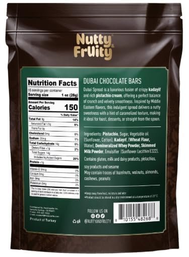 Nutty & FrUity Dubai Chocolate Bars, Milk Chocolate with Pistachio, 16oz Bag – Individually Wrapped Gourmet Candy, Rich & Creamy Treats for Sharing, Gifting, Parties (1 Pack) - Image 2