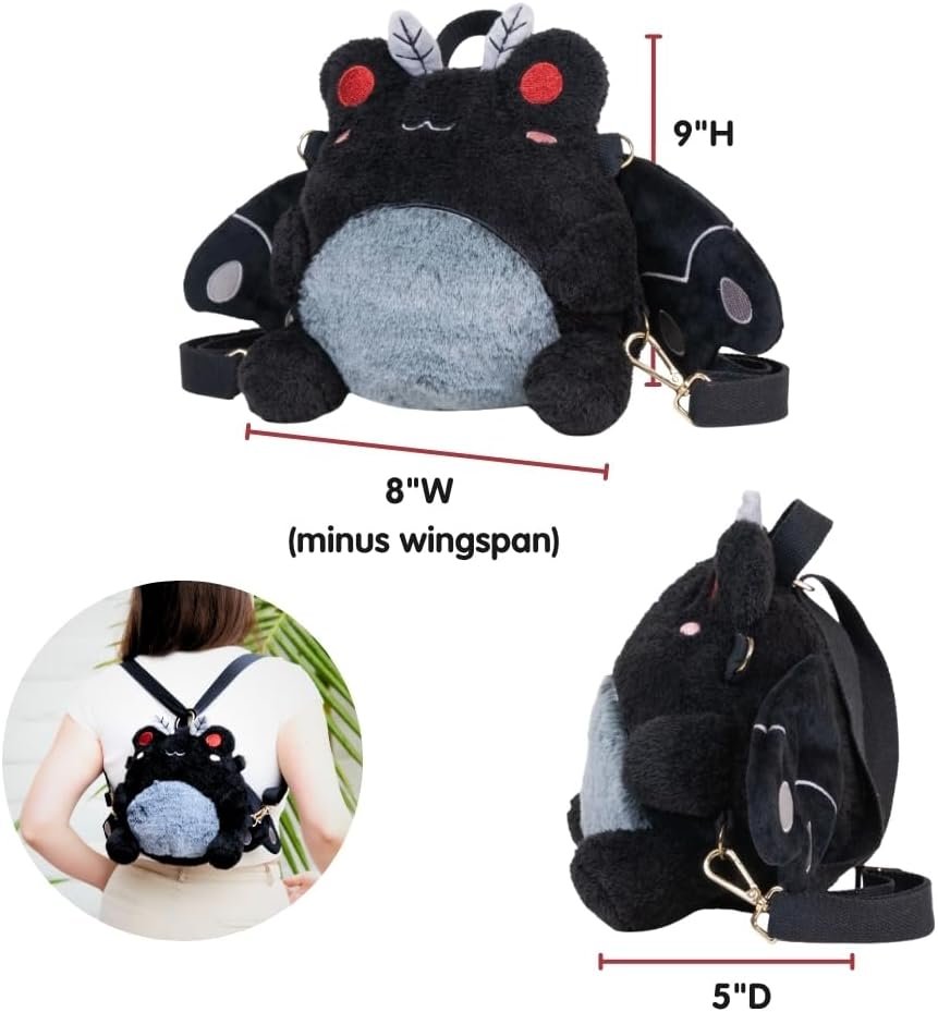 Cuddle Barn PlushGoals - Mothman Wawa Backpack Stuffed Animal Kawaii Cute Fuzzy Plush Bag Crossbody, 9 inches - Image 2