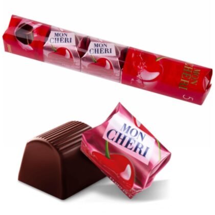 Dark Chocolate Covered Cherry Pralines, Premium Filled Confections, Mon cheri Gift Box of 5 Pieces