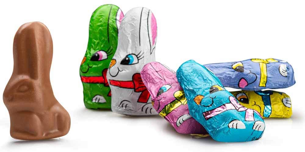 Madelaine Easter Candy 26 Premium Milk Long-eared Chocolate Bunny Wrapped In 6 Different Color Foils - 1/2 LB Easter Basket Essentials - Image 4