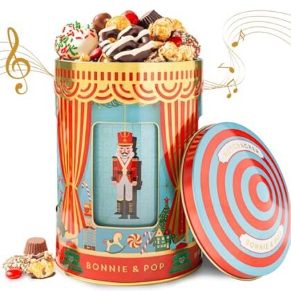 Christmas Gift Basket- Gourmet Food Gifts - Plays Music - Holiday Chocolate and Candy, Sweets and Snacks- Nutcracker Suite- Bonnie and Pop