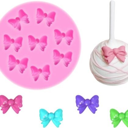 YunKo W0770 8 Mini Bows Silicone Fondant Molds Chocolate Sugar Candy Cake Pop Bow Craft Molds DIY Cake Decorating