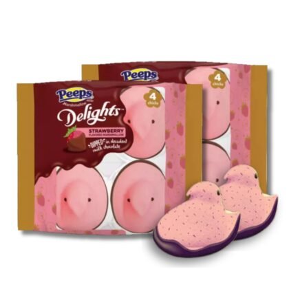 Peeps Delights - Pack of 2 - Strawberry Flavored Chicks Dipped in Milk Chocolate - 4 Count Packages