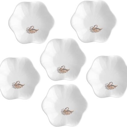 Shappy 6 Pcs White Ceramic Jewelry Tray 4.5 in Ring Holder Trinket Dish for Christmas Friendship Wedding Birthday Gifts(Flower)