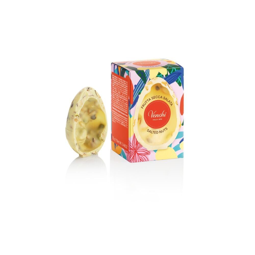 Venchi - Salted White Chocolate Mignon Egg, 2.47 Oz, with Pistachios, Almonds and "Piedmont Hazelnut", Gluten Free, Venchi Easter Collection, Gift Idea