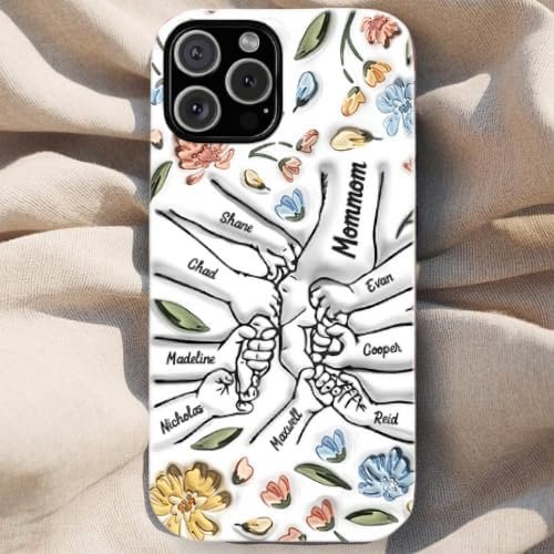 Personalized 3D Inflated Effect Printed Personalized Phone Case, Custom Case for Phone - Hand in Hand, I Will Always Protect You - Unique Gift for Mom, Dad, Kids Multicolor - Image 3