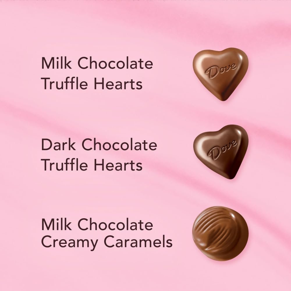 DOVE Assorted Chocolate Hearts & Truffles, 5.82 oz Heart Tin, Valentine Candy - Image 4