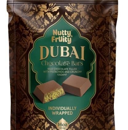 Nutty & FrUity Dubai Chocolate Bars, Milk Chocolate with Pistachio, 16oz Bag – Individually Wrapped Gourmet Candy, Rich & Creamy Treats for Sharing, Gifting, Parties (1 Pack)