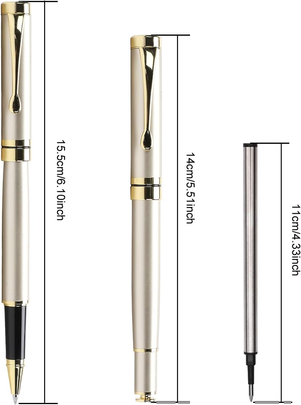 YIVONKA Luxury Ballpoint Pens Best Ball Pen Gift Set for Men & Women Professional Executive Office Nice BallPens Classy Gift Box Ballpoint Black Refill Line width 0.5mm (Gold) - Image 7