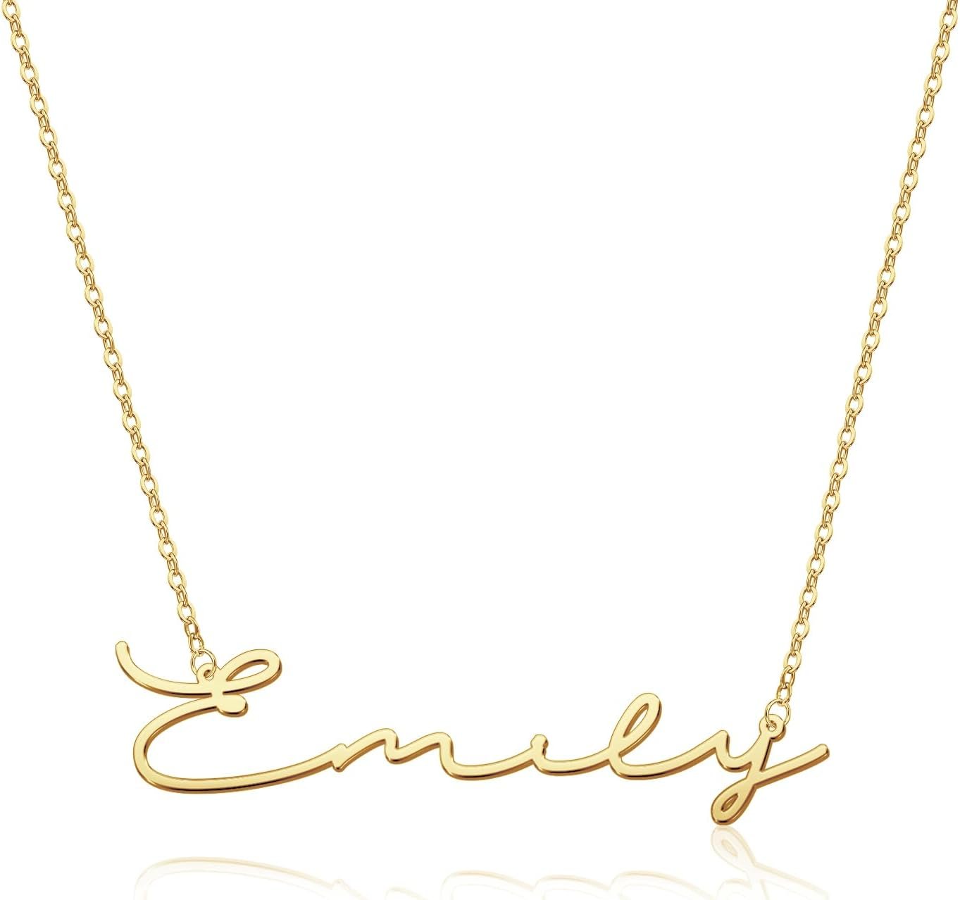EVER2000 Custom Name Necklace, 18K Gold Plated Nameplate Personalized Jewelry Gift for Women