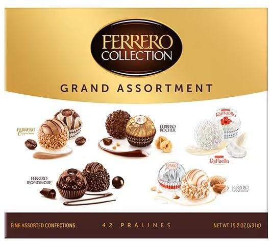 Ferrero Collection Grand Assortment Chocolate, 42 Fine Assorted Count, Net Wt 15.2oz (431gr)