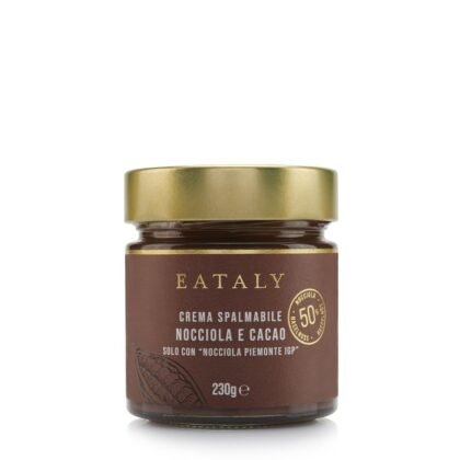 Eataly Gianduja Chocolate Spread, Crema Spalmabile Nocciola E Cacao- Made in Italy, 230g/ 8.1oz. Jar, 1-Pack