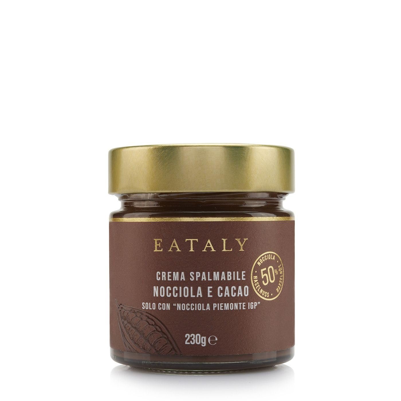 Eataly Gianduja Chocolate Spread, Crema Spalmabile Nocciola E Cacao- Made in Italy, 230g/ 8.1oz. Jar, 1-Pack