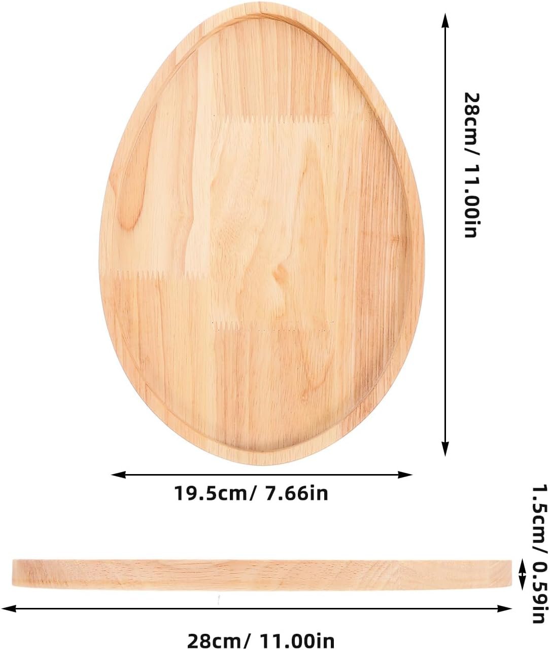 Easter Egg-Shaped Wood Serving Tray, Wooden Serving Platters, Charcuterie Board Snack Tray Decorative Candy Plate for Holiday Party Display - Image 4