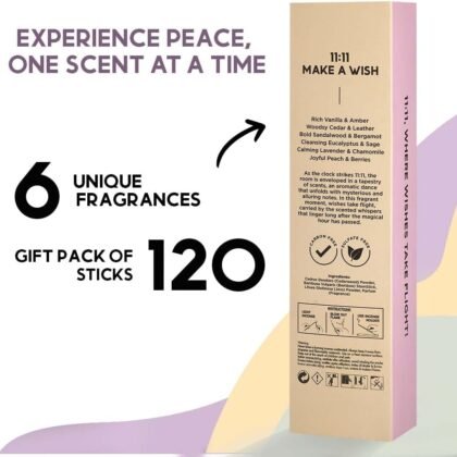 Folkulture Incense Sticks (120 Sticks) | Set of 6 Premium Incense for Calm, Aromatherapy, Relaxation | No Charcoal,Organic, Non Toxic, 45 Mins, Long Burning Vanilla, Amber, Chamomile Insence-Sticks