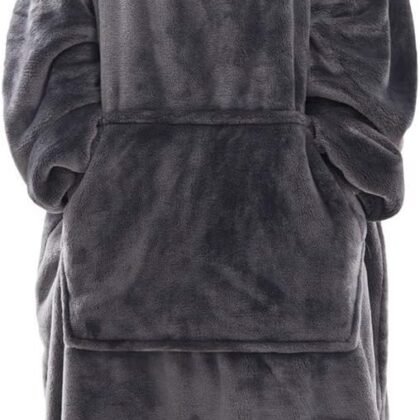 Waitu Wearable Blanket Sweatshirt Gifts for Women and Men, Warm and Cozy Giant Blanket Hoodie, Thick Flannel Blanket with Sleeves and Giant Pocket - Dark Gray
