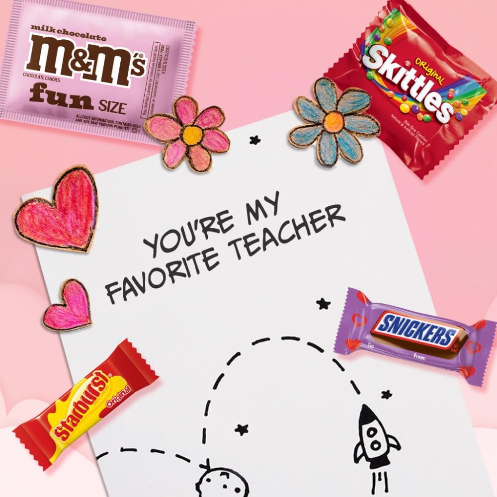 M&M’S, SNICKERS, SKITTLES & STARBURST Fun Size Variety Pack, Valentines Candy Bulk to Share, Hand out, 45 Count - Image 7