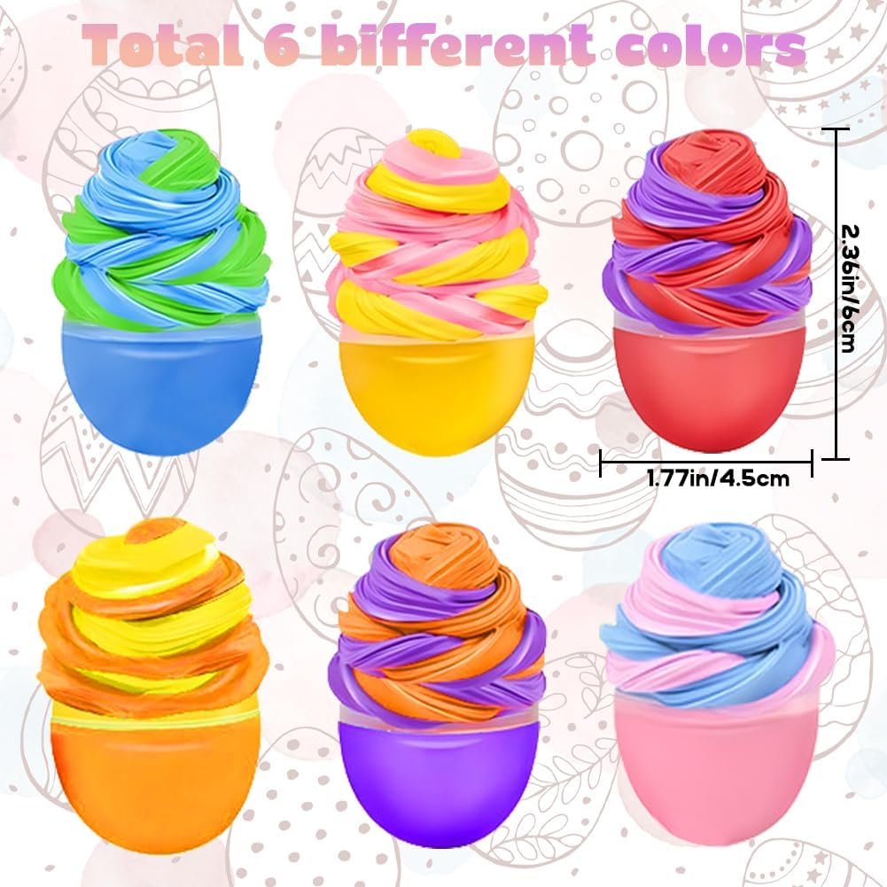 24Pcs Prefilled Easter Eggs Butter Slime Kit, Easter Basket Stuffers Fillers Butter Slime Kit Putty Slime Stretchy Non-Sticky Stress Relief Toy for Boys Girls - Image 3
