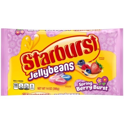 STARBURST Berry Burst Jellybean Easter Candy, Jelly Beans for Filling Eggs, Easter Basket Stuffers, 14 Ounce Bag