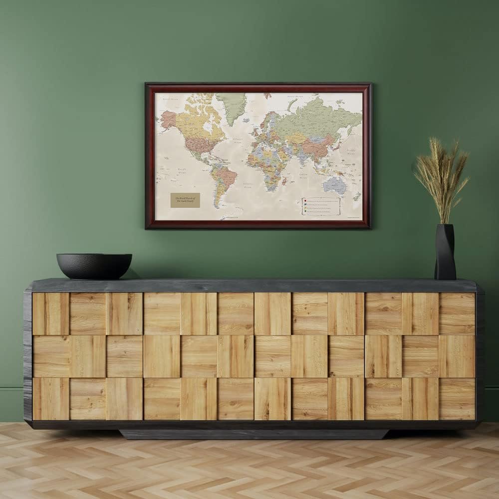 Map Your Travels Deluxe Push Pin World Map | Premium Wood Frame | Personalized Gift Map | Handmade in Minnesota | 33" x 21" - Image 4