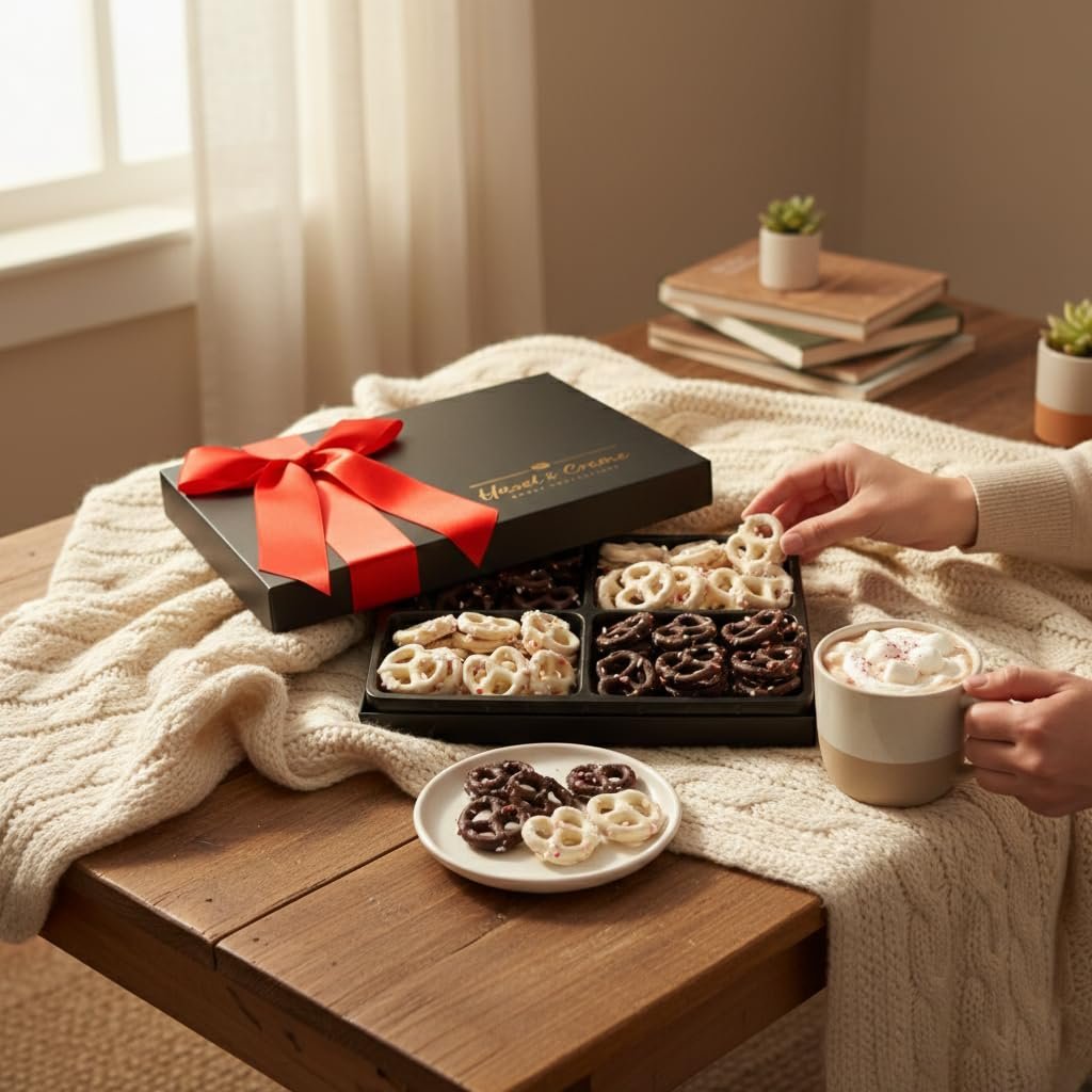 Chocolate Covered Yogurt Pretzel Gift Box - Gourmet Gift Basket Peppermint - Food Gift Basket - Chocolate Food Gifts for Men and Women - Image 2