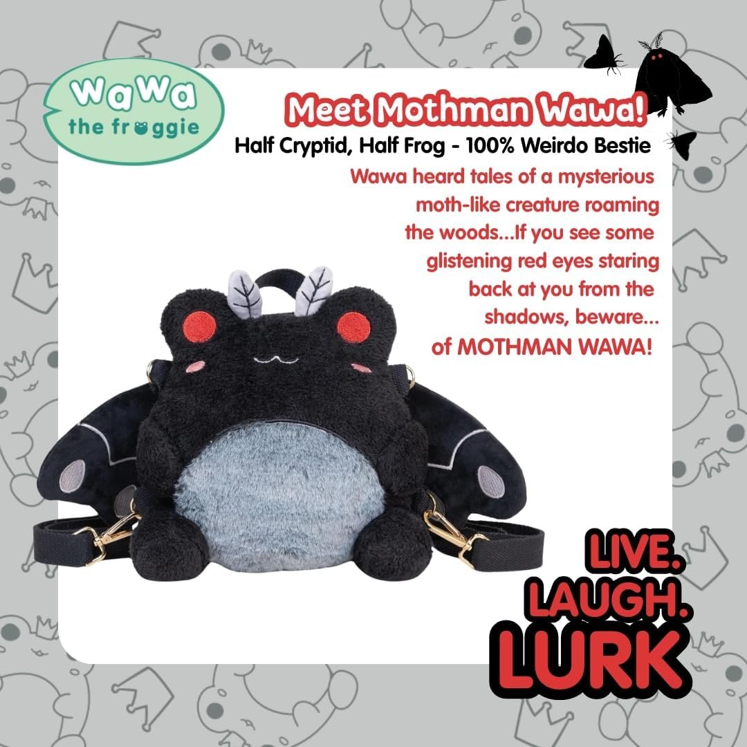 Cuddle Barn PlushGoals - Mothman Wawa Backpack Stuffed Animal Kawaii Cute Fuzzy Plush Bag Crossbody, 9 inches - Image 3