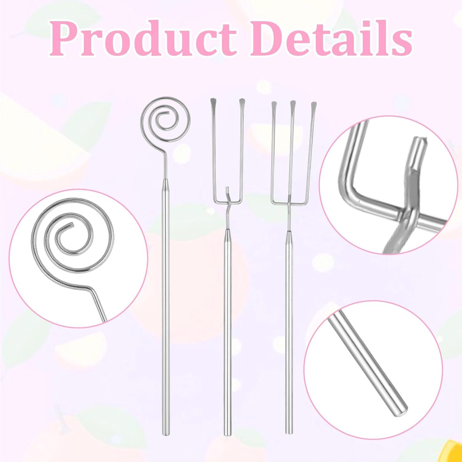 3 Pcs Chocolate Dipping Tool, Stainless Steel Candy Fondue Forks Slotted Spoon Chocolate Dipping Fork Candy Making Tools Dishwasher Safe Decorating Kit for Baking, DIY Truffles, Pralines - Image 3