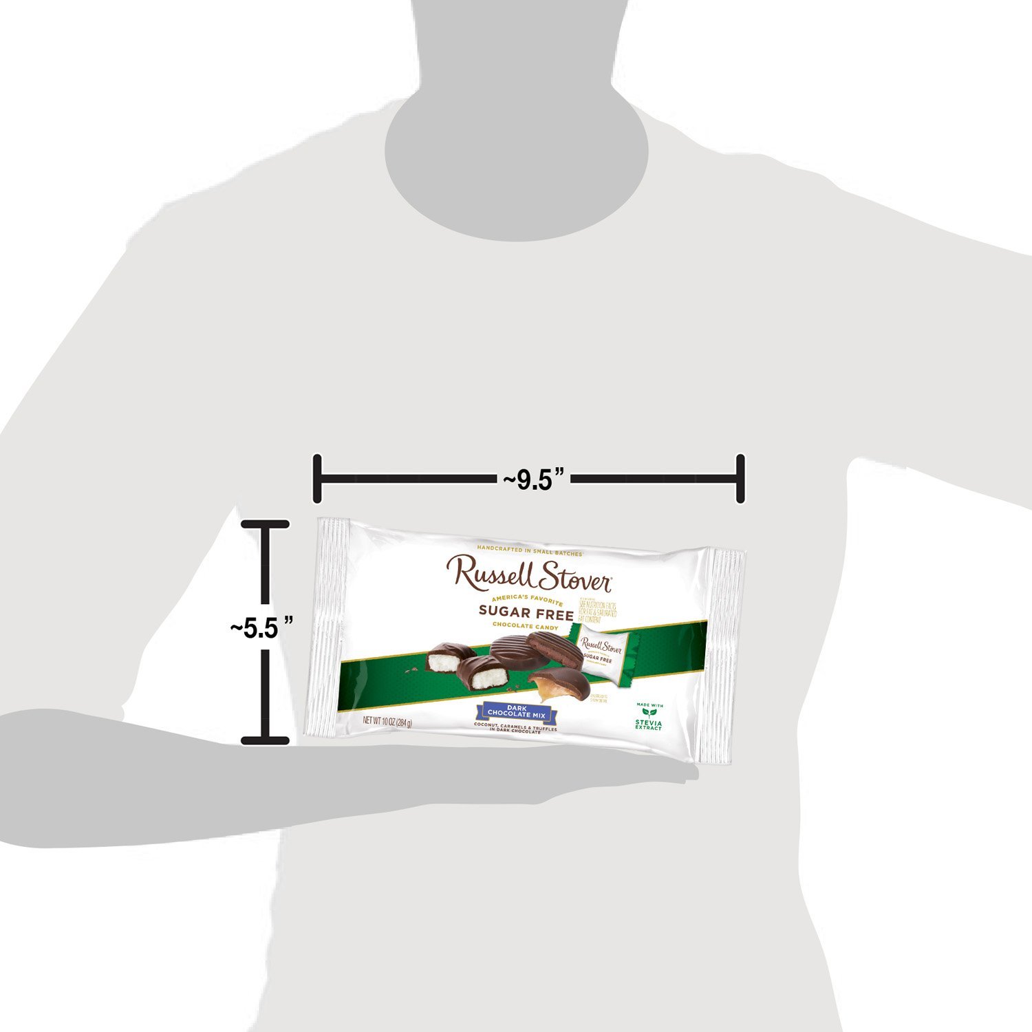 Russell Stover Sugar-Free Dark Chocolate Mix, 10 Ounce Candy, Individually Wrapped Bars, Sweetened with Stevia - Image 5