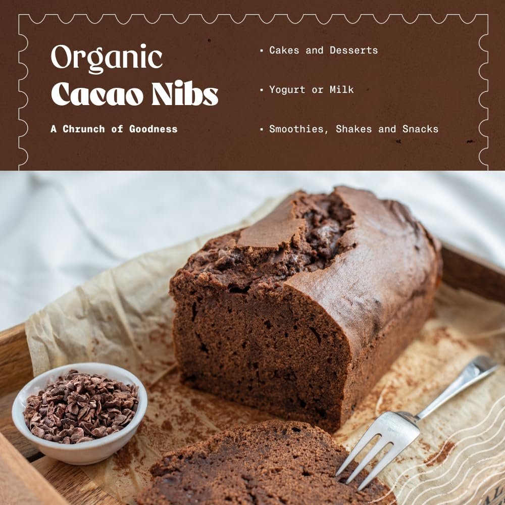 NaturaleBio Cacao Nibs Organic 1 lb. Unsweetened, Non-Alkalized and Pure. Sugar-Free Dark Chocolate Chips Substitute. Non-GMO, Gluten Free, Tested for Heavy Metals. From Raw Cacao Beans - Image 5